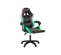 IDMarket Fauteuil de gaming LED LUC avec repose-pied, coussin de tête et support lombaire Noir/Gris