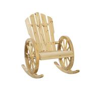 Outsunny Fauteuil de Jardin Adirondack à Bascule Rocking Chair Style Rustique Chic accoudoirs Roues Charette Bois Sapin Naturel