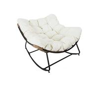 The Home Deco Factory Fauteuil de jardin à bascule Tulum avec coussin Beige 96x73x114 cm