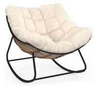 IDMarket - Fauteuil de Jardin à Bascule LOA Effet rotin avec Coussin écru