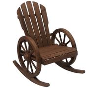 Outsunny Fauteuil de jardin Adirondack à bascule, accoudoirs, roues, sapin traité carbonisation