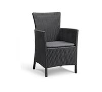Fauteuil De Jardin Gris - Aspect Rotin Tressé Avec Coussin Polyester - Allibert By Keter - Iowa