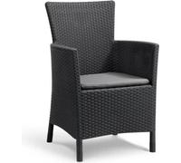 Fauteuil de jardin - Allibert by KETER - IOWA - En résine imitation rotin tressé - Coloris : gris graphite - Avec coussin