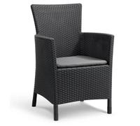 IOWA Fauteuil de jardin aspect rotin tressé Gris