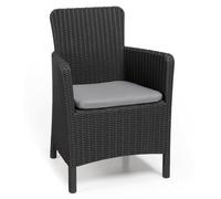 Fauteuil de jardin - Allibert by KETER - IOWA - en résine imitation rotin tressé coloris gris graphite avec coussin