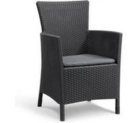 Fauteuil De Jardin Gris - Aspect Rotin Tressé Avec Coussin Polyester - Allibert By Keter - Iowa