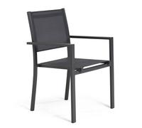 Fauteuil de jardin aluminium et textilène gris - Oviala