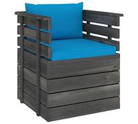 Fauteuil de jardin avec coussin en pin massif et 100 % polyester - Durable et confortable pour le jardin, la terrasse et le balcon - Parfait pour la détente en plein air
