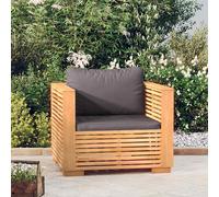 vidaXL Canapé d'angle de jardin coussins Gris foncé Bois teck massif Gris foncé G