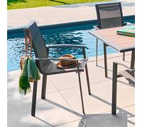 Fauteuil de jardin AXANT Gris poivre / Graphite Aluminium traité époxy, Texaline Hespéride