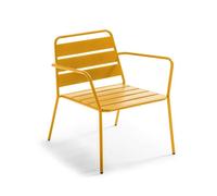 Fauteuil de jardin bas en métal jaune Palavas, Oviala