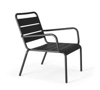 Oviala Fauteuil de Jardin Bas Relax Acier Anthracite - Palavas