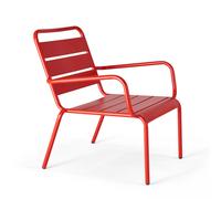 Fauteuil de jardin bas relax acier rouge - Oviala Palavas