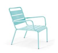 Fauteuil de jardin bas relax acier turquoise Palavas, Oviala
