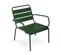 Fauteuil de jardin bas relax acier vert forêt Palavas, Oviala