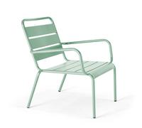 Fauteuil de jardin bas relax acier vert sauge Palavas, Oviala