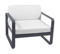 Fermob Fauteuil de jardin Bellevie anthracite coussin étoffe Sunbrella® gris blanc