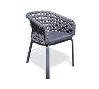 Fauteuil de jardin CAMARGUE en corde tissée et aluminium gris anthracite DCB Garden