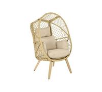 Outsunny Fauteuil œuf sur Pied en résine Effet rotin avec Coussins Polyester, Structure en métal, dim. 88x85x143 cm