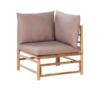 Fauteuil de Jardin d'angle en Bambou avec Coussin Extérieur sans Accoudoirs Taupe Cerreto