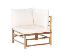 Fauteuil de Jardin d'angle en Bambou avec Coussin Extérieur sans Accoudoirs Blanc Cassé Cerreto