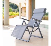 Fauteuil de jardin DECIMA Ardoise / Gris quartz 8 positions - Aluminium traité époxy, Texaline Hespéride