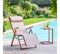 Fauteuil de jardin DECIMA Lin / Acajou 8 positions - Aluminium traité époxy, Texaline Hespéride