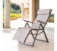 Fauteuil de jardin DECIMA Noisette / Praline 8 positions - Aluminium traité époxy, Texaline Hespéride
