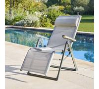 Fauteuil de jardin DECIMA Vert olive / laurier 8 positions - Aluminium traité époxy, Texaline Hespéride