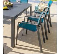 Fauteuil de jardin empilable ""Axant"" bleu canard & graphite en aluminium traité époxy - Hespéride