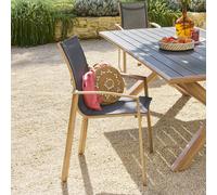 Fauteuil de jardin empilable AXANT Gris poivre / Honey Aluminium traité époxy, Texaline Hespéride