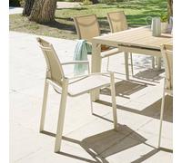 Fauteuil de jardin empilable AXANT Lin / Argile Aluminium traité époxy, Texaline Hespéride