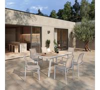 Fauteuil de jardin empilable ""Axant"" lin & blanc en aluminium traité époxy - Hespéride