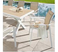 Fauteuil de jardin empilable ""Axant"" lin & blanc en aluminium traité époxy - Hespéride