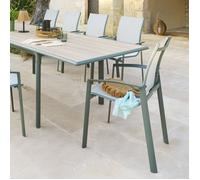 Fauteuil de jardin empilable ""Axant"" vert olive & vert laurier aluminium et texaline - Hespéride