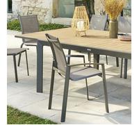 Hespéride - Fauteuil de Jardin Empilable Axant Wengé et Praline Anti-Rouille Texaline Léger Facile à Ranger Mobilier d'Aménagement pour Terrasse Balcon