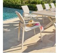 Fauteuil de jardin empilable ""Diese"" argile & ivoire aluminium et texaline - Hespéride
