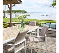 Fauteuil de jardin empilable ""Diese"" badiane & blanc en aluminium traité époxy - Hespéride