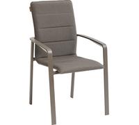 Fauteuil de jardin empilable DIESE Mocha Praline Aluminium traité époxy, Texaline Hespéride