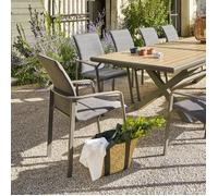 Fauteuil de jardin empilable ""Diese"" mocha & praline en aluminium traité époxy - Hespéride