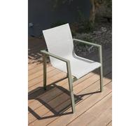 DCB Garden Fauteuil de jardin empilable en alu et toile plastifiée
