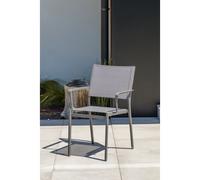 DCB Garden Fauteuil de jardin empilable STOCKHOLM textilène et aluminium Gris anthracite