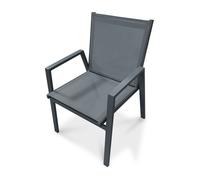 DCB Garden – Fauteuil de jardin empilable Floride – aluminium et textilène – 86 cm gris anthracite