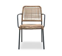 Fauteuil de jardin empilable en corde et acier - Gris anthracite - MARCEAU