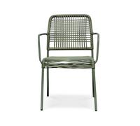 Fauteuil de jardin empilable en corde et acier - vert olive