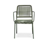 Fauteuil de jardin empilable en corde et acier - Vert olive - MARCEAU