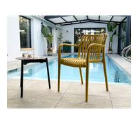 Fauteuil de jardin empilable en polypropylène - jaune moutarde