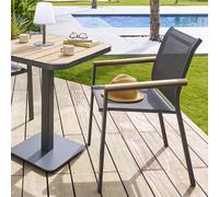Fauteuil de jardin empilable ""Essentia"" graphite et acacia en aluminium traité en epoxy - Hespéride