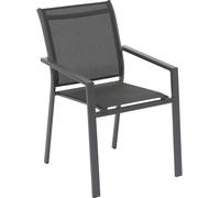 Fauteuil de jardin empilable ESSENTIA Anthracite / Graphite Aluminium traité époxy, Texaline Hespéride