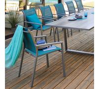 Fauteuil de jardin empilable ESSENTIA Bleu canard / Graphite Aluminium traité époxy, Texaline Hespéride